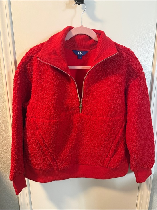 JoyLab Sweaters - JoyLab Red Fleece Pullover with Branded Collar